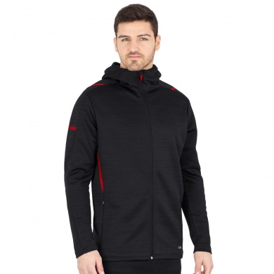 JAKO Leisure Jacket Challenge with Hood (100% Polyester) Black/Red Men